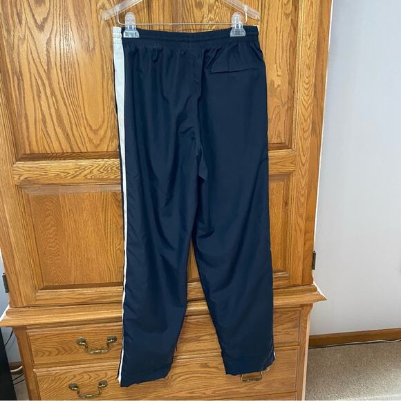 Nike Mens Navy White Stripes Nylon Zip Leg Y2K Athletic Track Pants Medium Retro - Picture 3 of 15